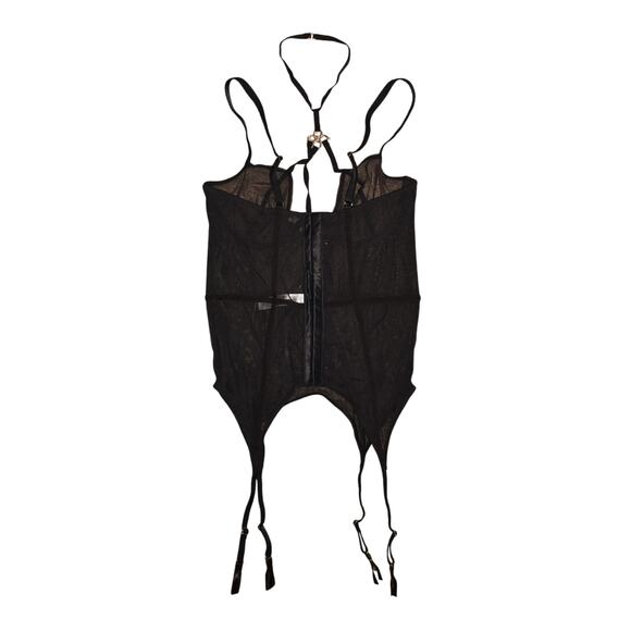 ADORE ME NEW $65 Black Sheer Mesh Bustier Garter Lingerie 34C - Picture 2 of 3
